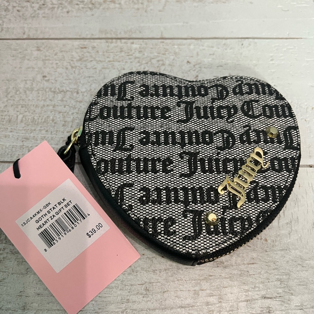 Juicy Couture Black and White Heart Wristlet